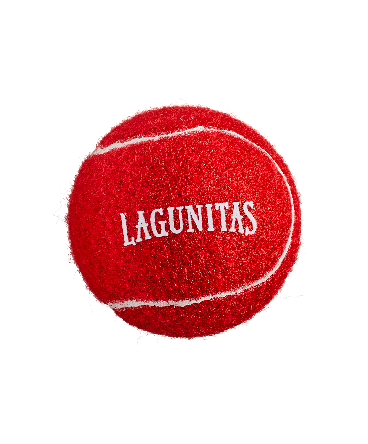 "Lagunitas Red Dog Tennis Ball - A vibrant red tennis ball featuring the iconic Lagunitas dog logo, perfect for spicing up your pup's playtime. Play fetch in style at the park or beach and never lose it in the grass. Enjoy hours of fun and bonding with your furry friend. Get yours today and let the good times roll (or bounce)!"
