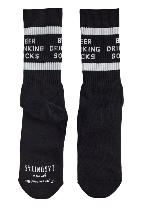 Lagunitas Beer Drinking Socks: A pair of fun and quirky beer-themed socks with Lagunitas branding. These comfortable and cozy novelty socks feature a unique beer-inspired design, making them the perfect gift for beer lovers and enthusiasts. Crafted with quality and style, these Lagunitas socks celebrate the brewery's culture and offer a fashionable accessory to express your love for beer. Unisex sizing options available.