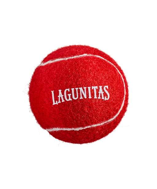 "Lagunitas Red Dog Tennis Ball - A vibrant red tennis ball featuring the iconic Lagunitas dog logo, perfect for spicing up your pup's playtime. Play fetch in style at the park or beach and never lose it in the grass. Enjoy hours of fun and bonding with your furry friend. Get yours today and let the good times roll (or bounce)!"