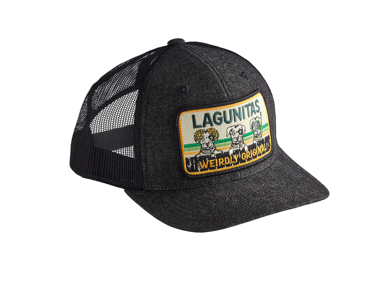 “A unique and stylish cap featuring the Lagunitas branding and an eye-catching patch that reads 'weirdly original.' Crafted with quality materials, this hat offers a comfortable fit and is perfect for expressing your individuality and starting conversations”