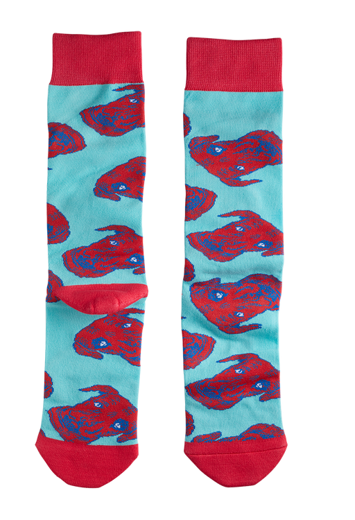 Lagunitas Dog Socks: Fun and playful dog-themed socks in vibrant pink and blue colors. These comfortable and cozy unisex socks feature a cute design that celebrates the bond between dogs and Lagunitas. Crafted with care and attention to detail, these Lagunitas branded socks make a perfect gift for dog lovers. Express your love for dogs and showcase your fashionable side with these stylish accessories. Available in unisex sizing options for a comfortable fit.