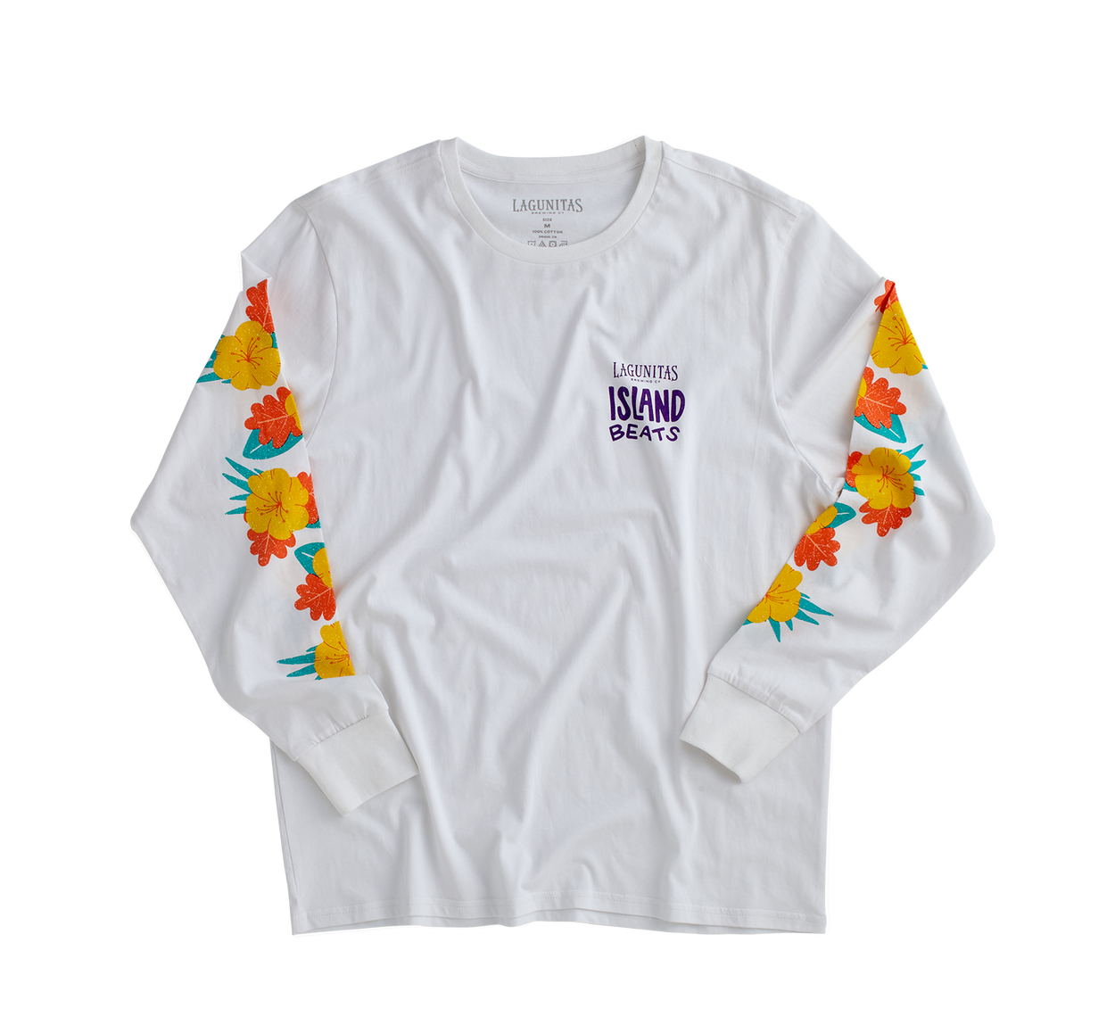 “A vibrant and tropical-inspired shirt featuring a colorful design, comfortable fit, and Lagunitas branding. Made from premium quality cotton fabric, perfect for beach vibes fashion and island-themed style”