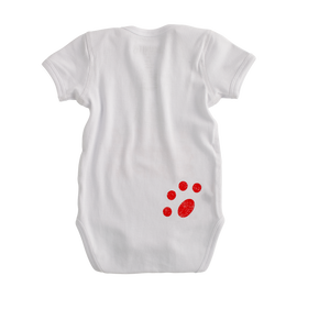Little Sumpin' Sumpin Onesie BACK with dog pawprint 