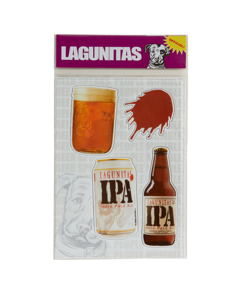 “Colorful Lagunitas puffy sticker pack featuring unique craft beer designs, perfect for decorating laptops, water bottles, and more.”